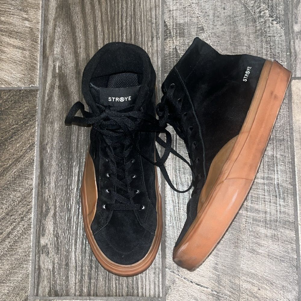 Straye black suede leather high top skater sneakers